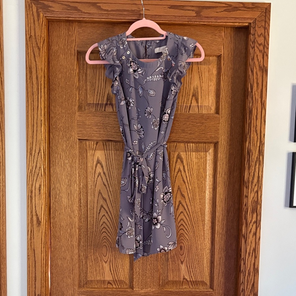 LOFT Floral Ruffle Sleeve Dress